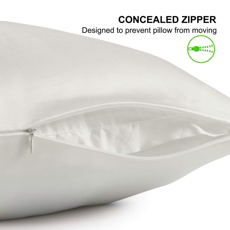 ALASKA BEAR Silk Pillowcase for Hair and Skin, 100% Mulberry Silk Pillow Cases Queen Size for Beauty and Cool Sleep, Scrunchy Gift Set, Natural White(1pc, Ivory) - Image 3