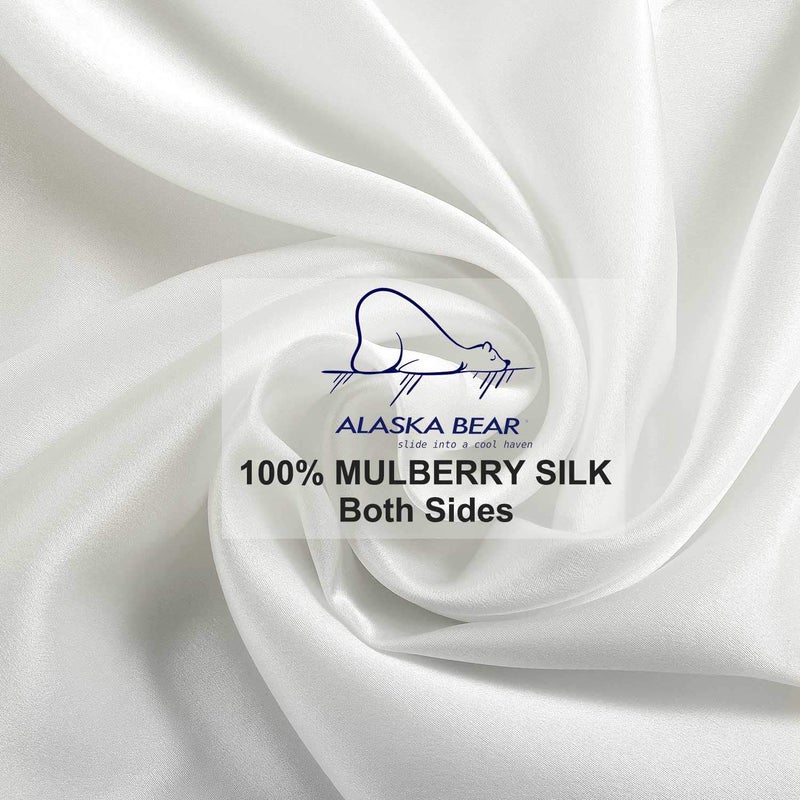 ALASKA BEAR Silk Pillowcase for Hair and Skin, 100% Mulberry Silk Pillow Cases Queen Size for Beauty and Cool Sleep, Scrunchy Gift Set, Natural White(1pc, Ivory) - Image 4
