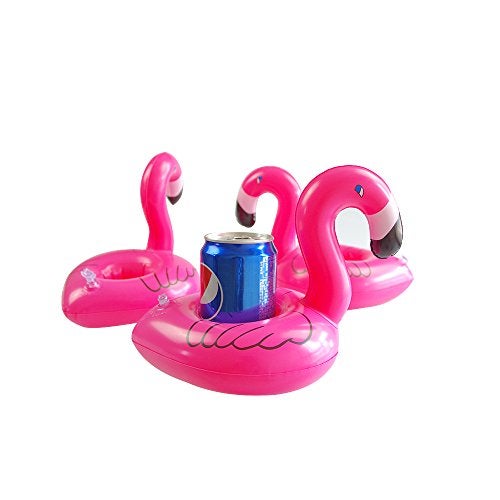 BFU Thicken Inflatable Flamingo Drink Holders, Inflatable Flamingo Coasters (8 Pieces), Pink - Image 1