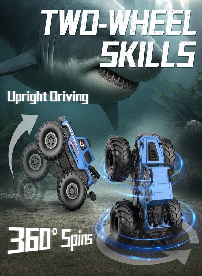 NQD® Monster Truck Toys, Waterproof 360°Rotate 4x4 RC Truck, Amphibious Remote Control Monster Trucks, 2.4GHz All Terrain Off-Road Pickup Toy RC Car for Gifts for Boys Kids Age 6 7 8 9 10 11 12+, Blue - Image 2