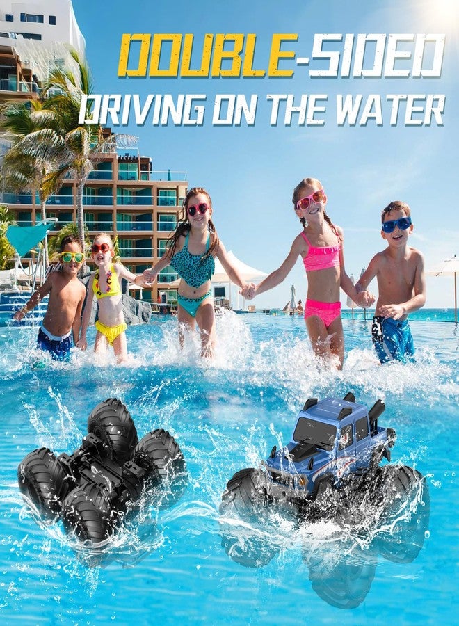 NQD® Monster Truck Toys, Waterproof 360°Rotate 4x4 RC Truck, Amphibious Remote Control Monster Trucks, 2.4GHz All Terrain Off-Road Pickup Toy RC Car for Gifts for Boys Kids Age 6 7 8 9 10 11 12+, Blue - Image 5