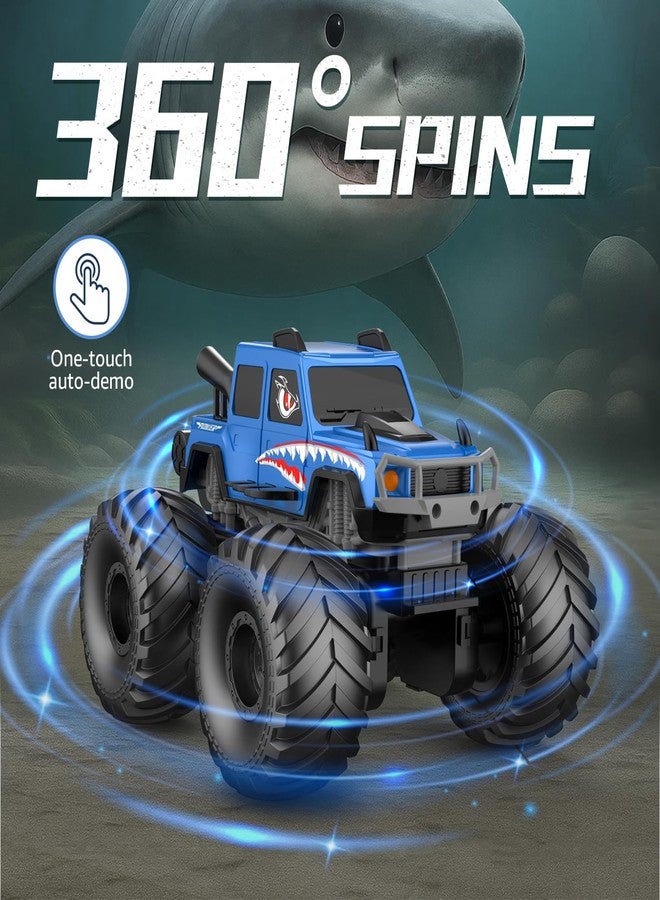 NQD® Monster Truck Toys, Waterproof 360°Rotate 4x4 RC Truck, Amphibious Remote Control Monster Trucks, 2.4GHz All Terrain Off-Road Pickup Toy RC Car for Gifts for Boys Kids Age 6 7 8 9 10 11 12+, Blue - Image 3