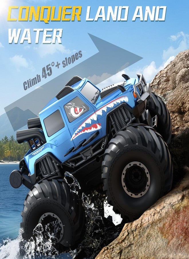 NQD® Monster Truck Toys, Waterproof 360°Rotate 4x4 RC Truck, Amphibious Remote Control Monster Trucks, 2.4GHz All Terrain Off-Road Pickup Toy RC Car for Gifts for Boys Kids Age 6 7 8 9 10 11 12+, Blue - Image 4