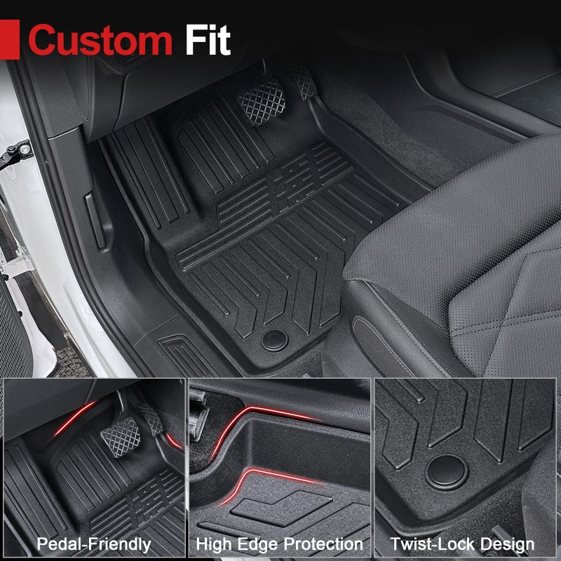 HOUCLEMIC Floor Mats for 2018-2025 2026 Volkswagen Atlas 7 Passenger Bench Seating (Not for Cross Sport), All Weather TPE Durable Cargo Mat with Backrest Mats for VW Atlas Accessories - Image 3