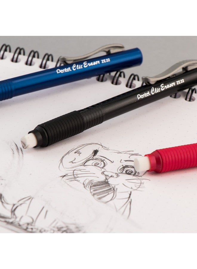 Pentel ZE22V, Clic Eraser Grip, Retractable Eraser, Violet Barrel, Box of 12 - Image 3