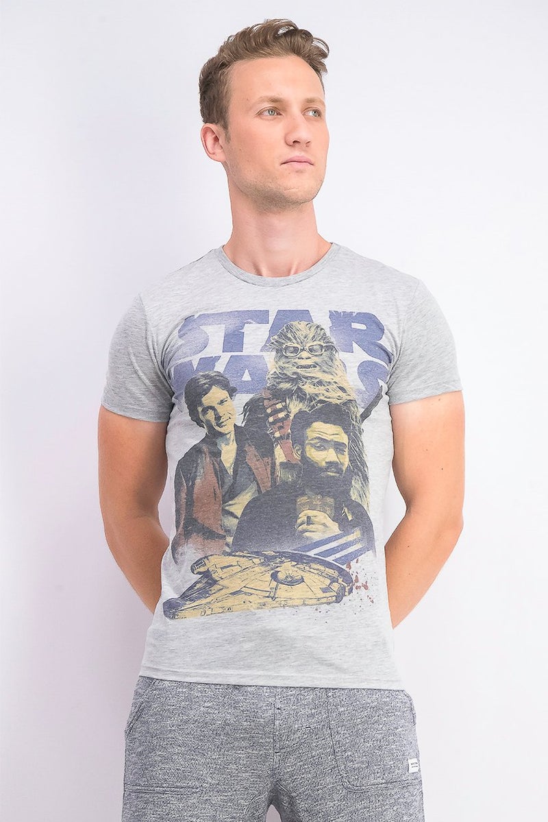 STAR WARS Men Graphic Print T-shirt, Grey - Image 1
