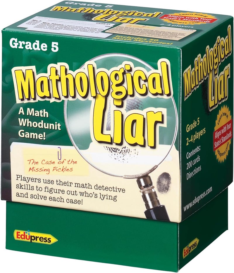 Edupress Mathological Liar Game for Grade 5 - A Fun Math Whodunit Game for 2-4 Players - Image 1