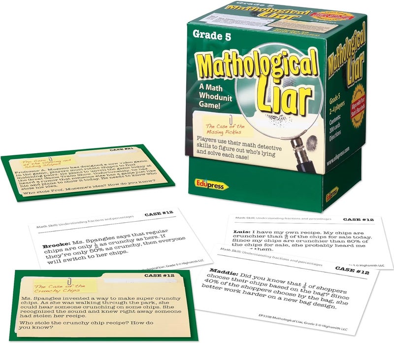 Edupress Mathological Liar Game for Grade 5 - A Fun Math Whodunit Game for 2-4 Players - Image 2