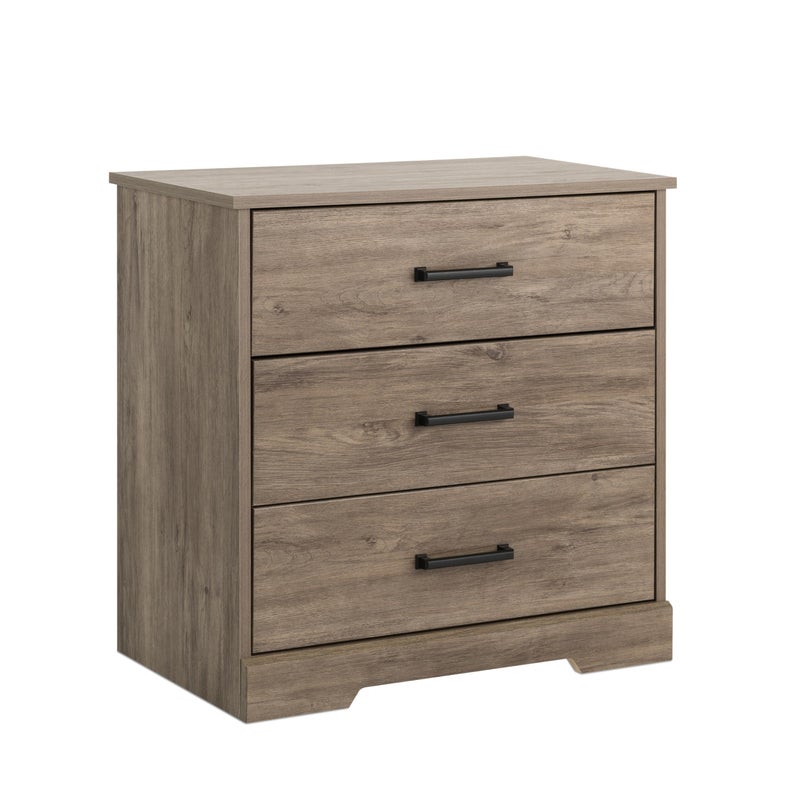 Prepac Rustic Ridge Farmhouse Nightstand Bedside Table Brown Nightstand for Bedroom End Table with 3 Drawers 1625D x 275W x 2675H
