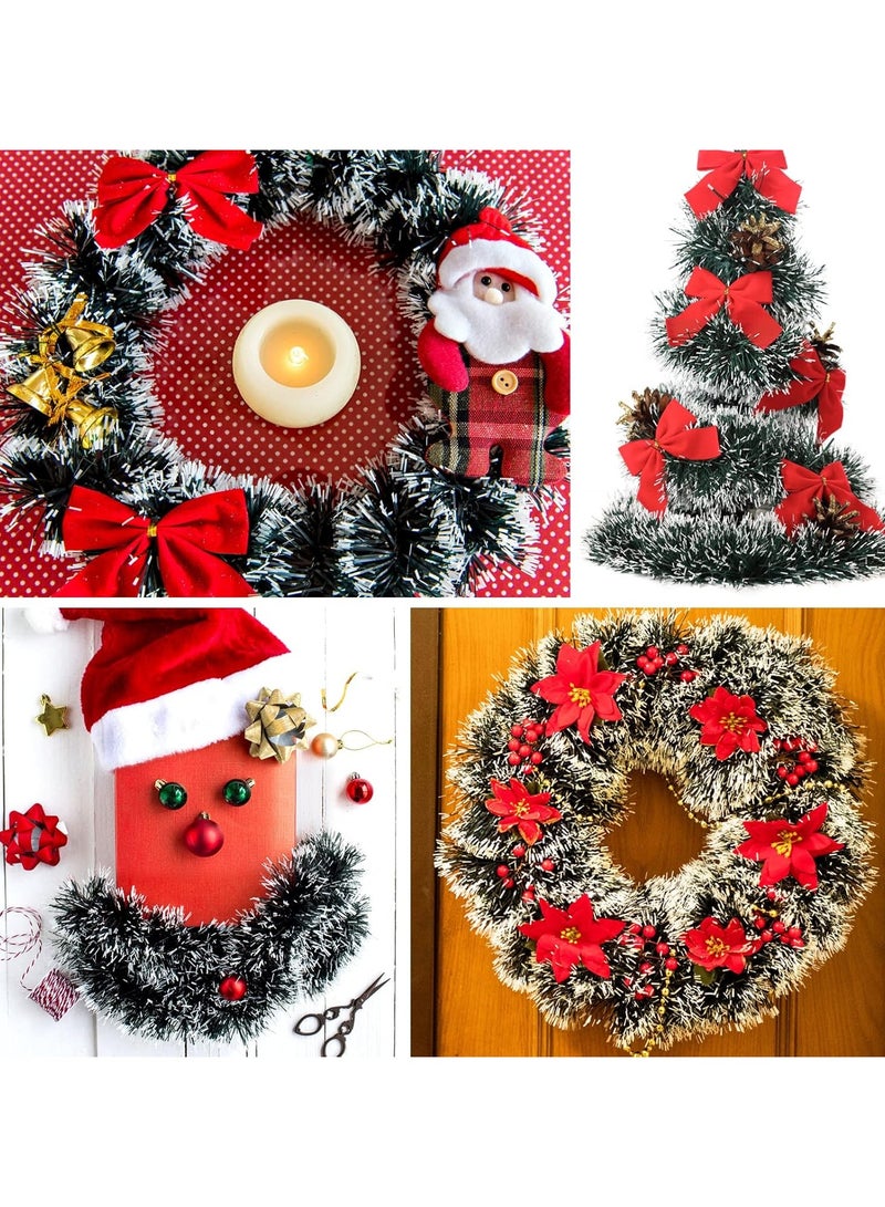 Apragaz 10M بهرج زينة عيد الميلاد، سنو وايت أخضر داكن بهرج سميك عيد الميلاد بهرج إكليل لشجرة عيد الميلاد، جدار خلفيات الحفلات، داخلي وخارجي (بهرج أخضر داكن) - Image 2