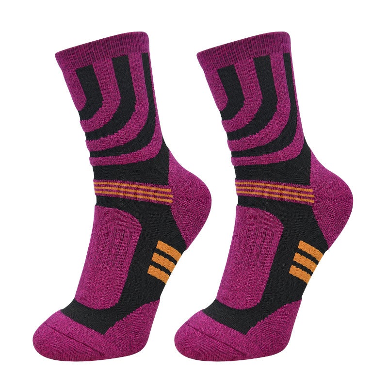 Generic Jelinny Professional Hiking Socks, Special Half-Loop Socks for Hiking, Quick-Drying Mid-Calf Cotton Mens Sports Socks Purple black - Image 1