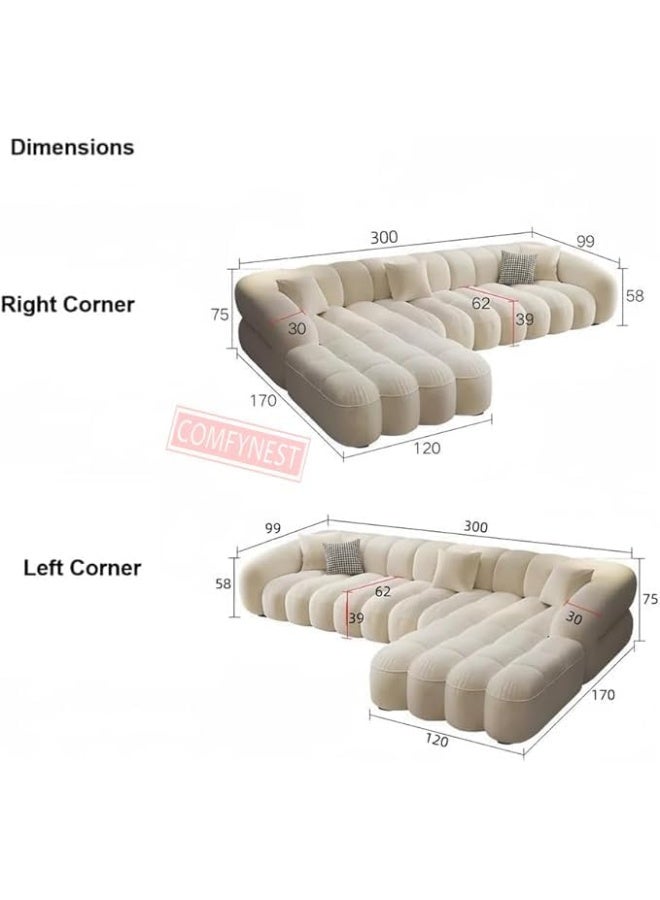 Comfynest Fabric Overstuffed Marshmallows Sofa Set Multifunctional – Multiple Color and Size Options Available (Light Blue, L Shape With Ottoman) - Image 3