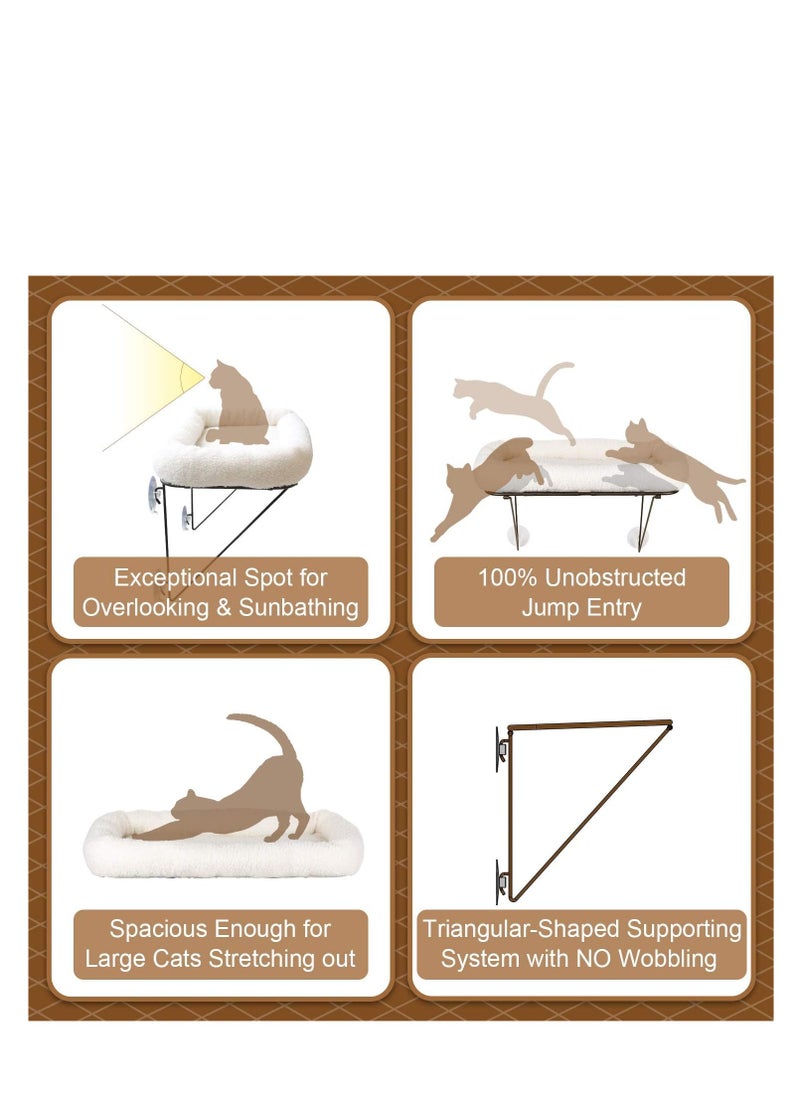 Generic - Cat Window Perch - 100% Metal Supported from Below - Comes with Warm Spacious Pet Bed - Cat Window Hammock for Large Cats & Kittens - for Sunbathing, Napping & Overlooking (White) - Image 1
