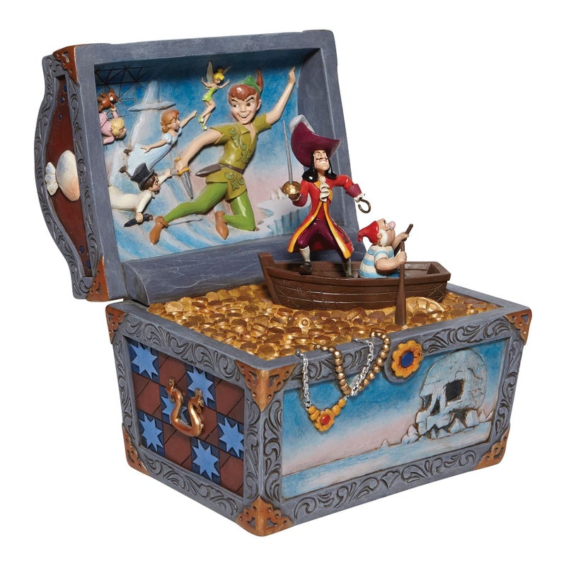 Enesco Disney Traditions by Jim Shore Peter Pan Treasure Chest Captain Hook and SMEE Scene Figurine 85 Inch Multicolor