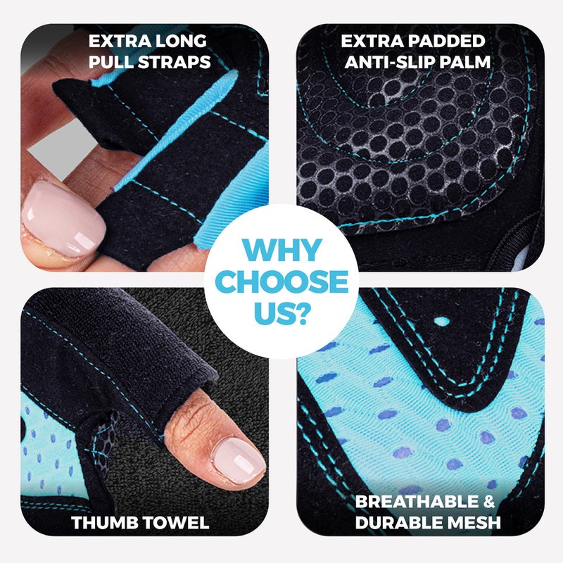 MhIL Workout Gloves for Women â€“ Breathable Gym Gloves for Women with Palm Protection and Enhanced Grip â€“ Padded Weight Lifting Glove for Womens with Wrist Wraps Support Weightlifting Exercise Cycling - Image 3