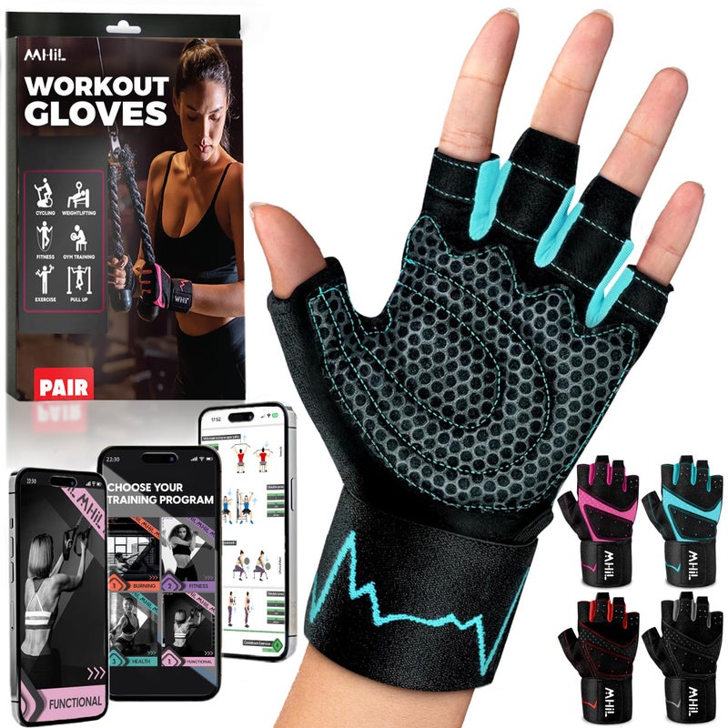MhIL Workout Gloves for Women â€“ Breathable Gym Gloves for Women with Palm Protection and Enhanced Grip â€“ Padded Weight Lifting Glove for Womens with Wrist Wraps Support Weightlifting Exercise Cycling - Image 1