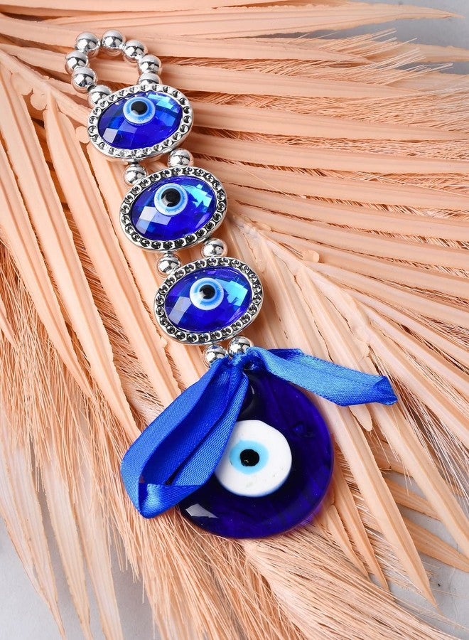 DT DECTONE Plastic Turkish Evil Eye Nazar Battu Hanging For Home And Car Protection And Prosperity 3 (Eyes), Multicolour, Pack Of 1 - Image 4
