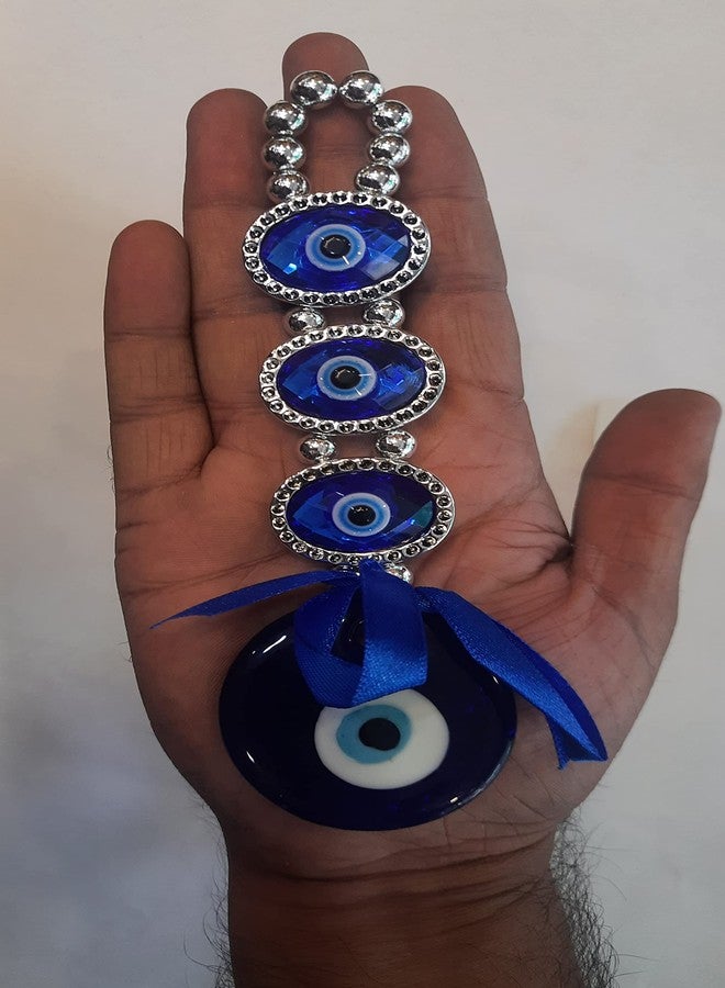 DT DECTONE Plastic Turkish Evil Eye Nazar Battu Hanging For Home And Car Protection And Prosperity 3 (Eyes), Multicolour, Pack Of 1 - Image 2