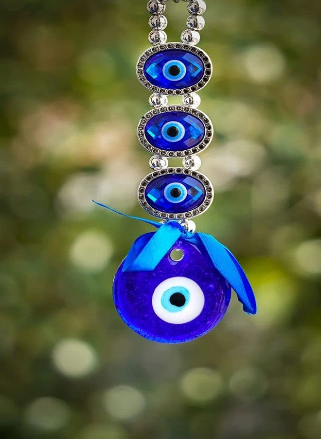 DT DECTONE Plastic Turkish Evil Eye Nazar Battu Hanging For Home And Car Protection And Prosperity 3 (Eyes), Multicolour, Pack Of 1 - Image 1