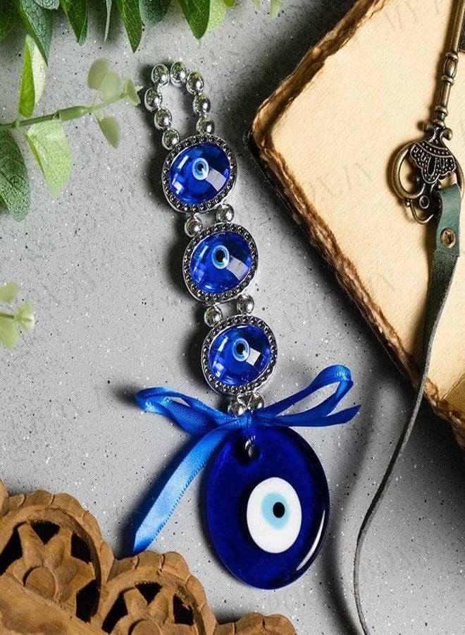 DT DECTONE Plastic Turkish Evil Eye Nazar Battu Hanging For Home And Car Protection And Prosperity 3 (Eyes), Multicolour, Pack Of 1 - Image 5