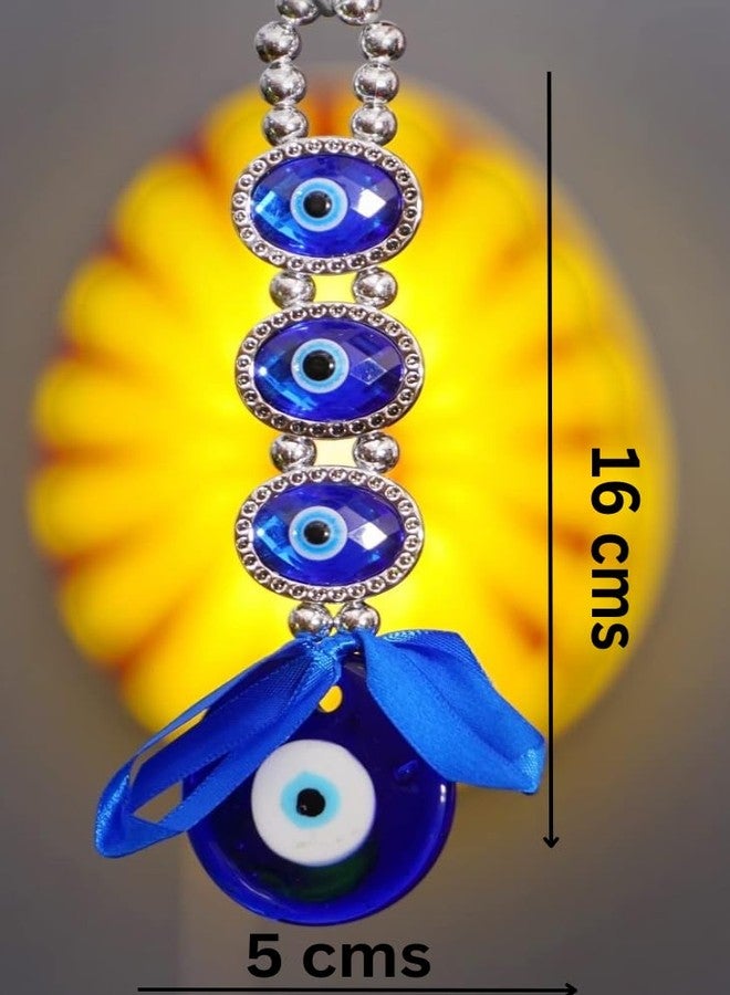 DT DECTONE Plastic Turkish Evil Eye Nazar Battu Hanging For Home And Car Protection And Prosperity 3 (Eyes), Multicolour, Pack Of 1 - Image 3