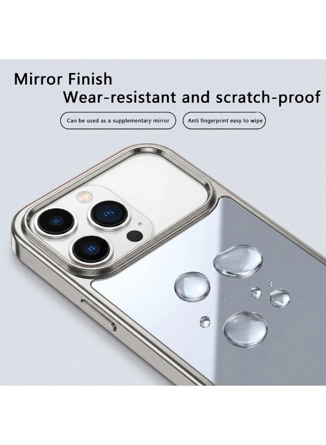HaDoii Mirror Chrome Plated Case with Large Hole Design for iPhone 17 Pro Max, Silver Mirror Finish Shockproof Cover - Image 2