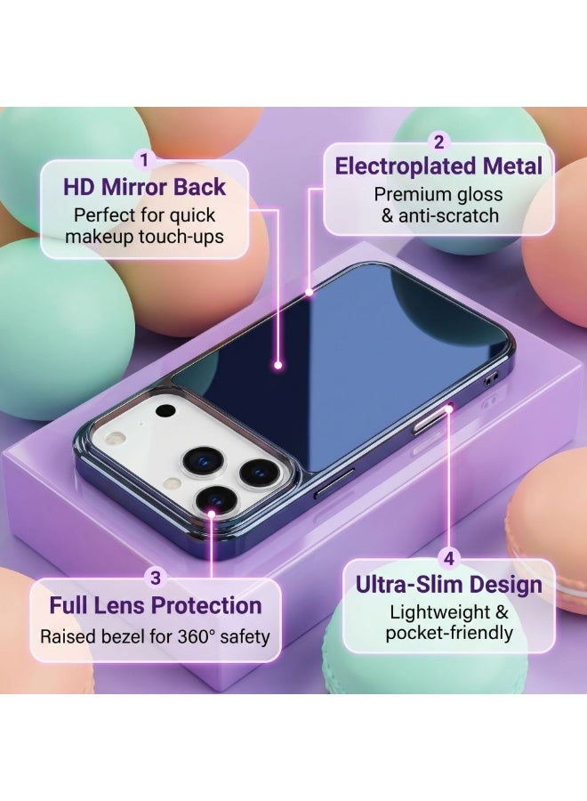 HaDoii Mirror Chrome Plated Case with Large Hole Design for iPhone 17 Pro Max, Silver Mirror Finish Shockproof Cover - Image 4