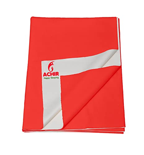 ACHIR Waterproof Cotton Dry Sheet/Bed Protector/Absorbent Mat Small, 50 cm x 70 cm, Red - Image 1