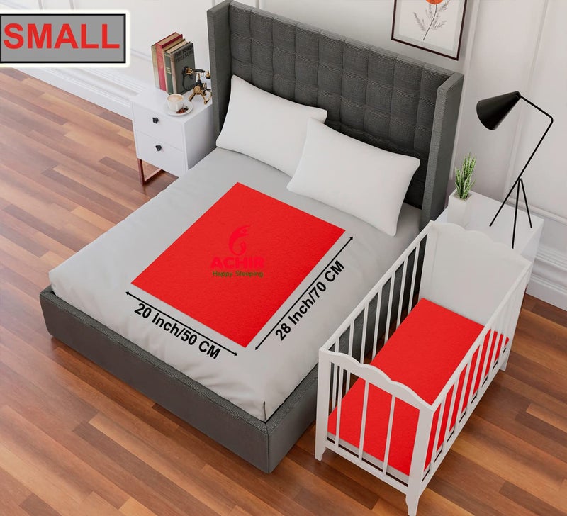 ACHIR Waterproof Cotton Dry Sheet/Bed Protector/Absorbent Mat Small, 50 cm x 70 cm, Red - Image 2