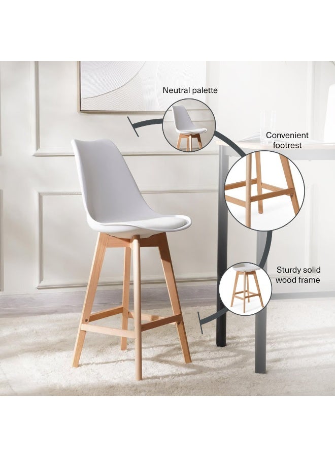 Pan Home Zektex Bar Chair - White And Natural  - Image 4