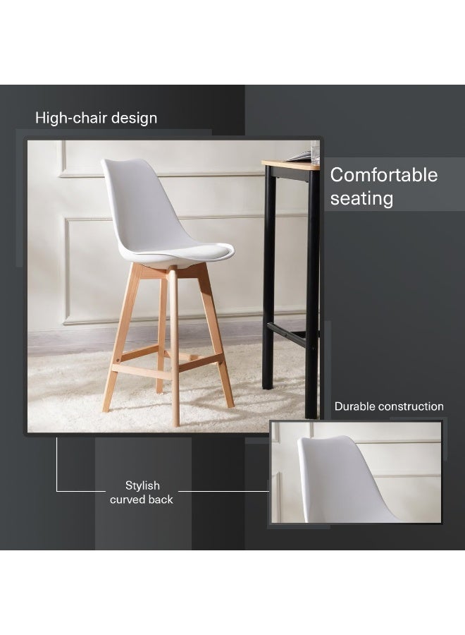 Pan Home Zektex Bar Chair - White And Natural  - Image 1