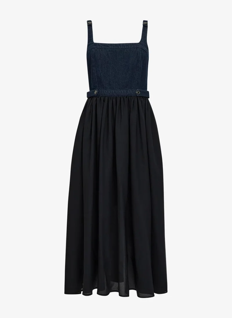French Connection  Women's Black/Blue Leighton Denim Midi Dress for Women | Best Price UAE