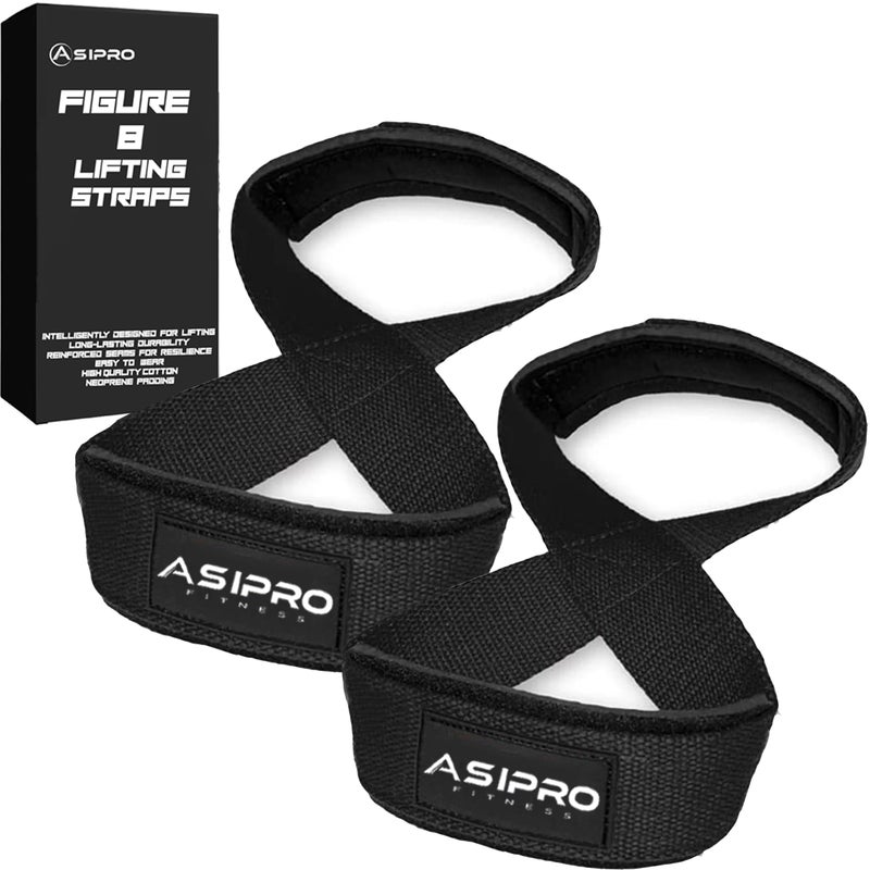 ASIPRO Figure 8 Lifting Straps Gym Padded for Men & Women Gym Deadlift Strap for Weightlifting, Strongman, & Cross Training Heavy Duty Lifting Strap Figure 8 Straps - Image 1
