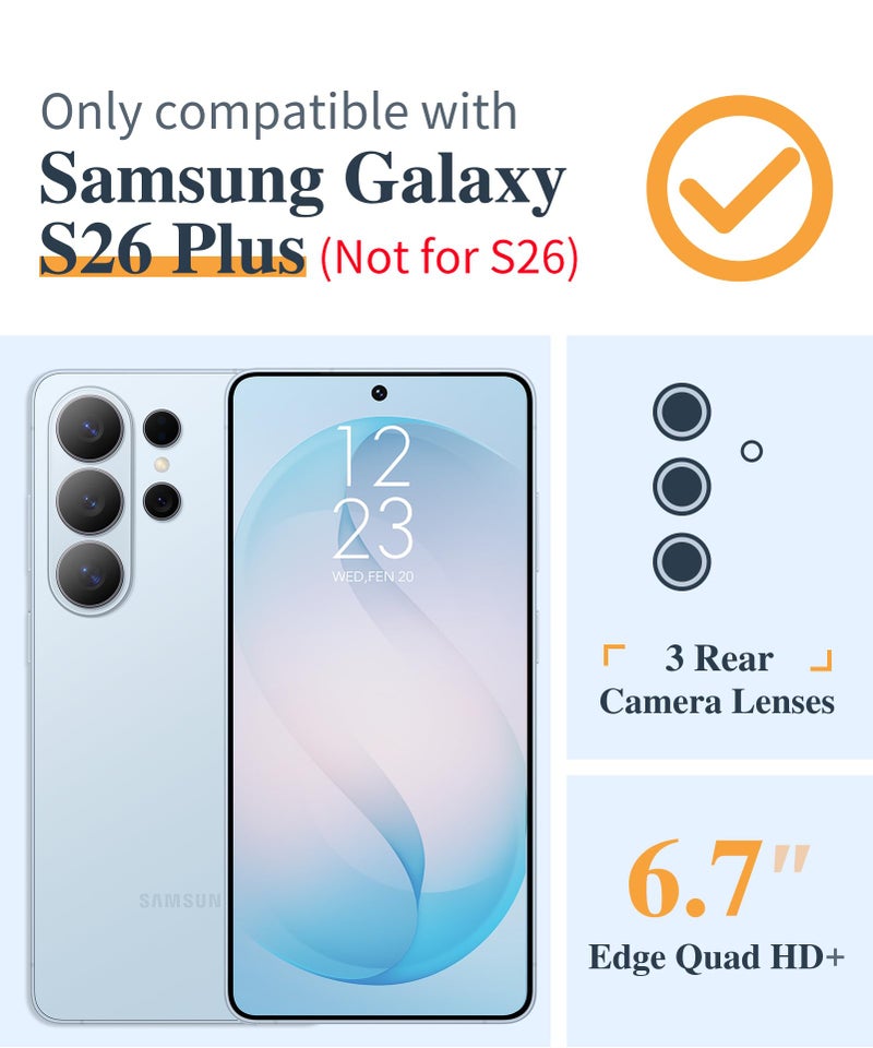 GVIEWIN for Samsung Galaxy S26 Plus Case, Clear Floral Slim Shockproof Protective Women Phone Case, Non-Yellowing, with Screen Protector&Camera Lens Protector for S26 Plus 6.7", Aconite/Light Blue - Image 2
