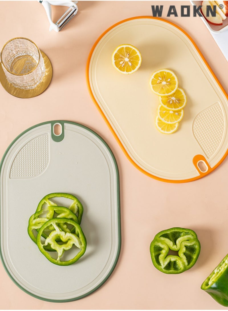 WAOKN Set of 3 Plastic Cutting Boards with Integrated Stand, BPA-Free for Safe Food Prep, Reversible for Versatile Use, Green Color Scheme - Elevate Your Culinary Experience  - Image 3