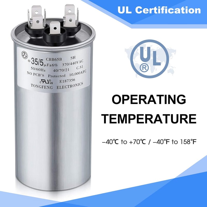 Frienda 35/5 uf MFD 370V Dual Run Round Capacitor for Air Conditioner - Image 5