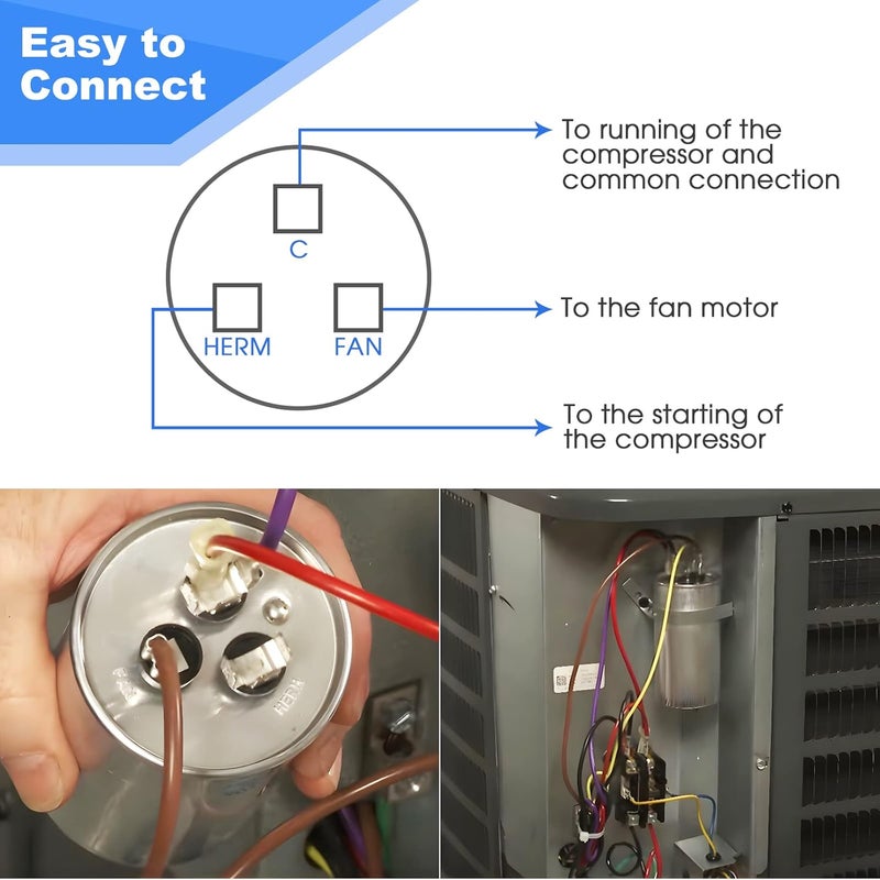 Frienda 35/5 uf MFD 370V Dual Run Round Capacitor for Air Conditioner - Image 3