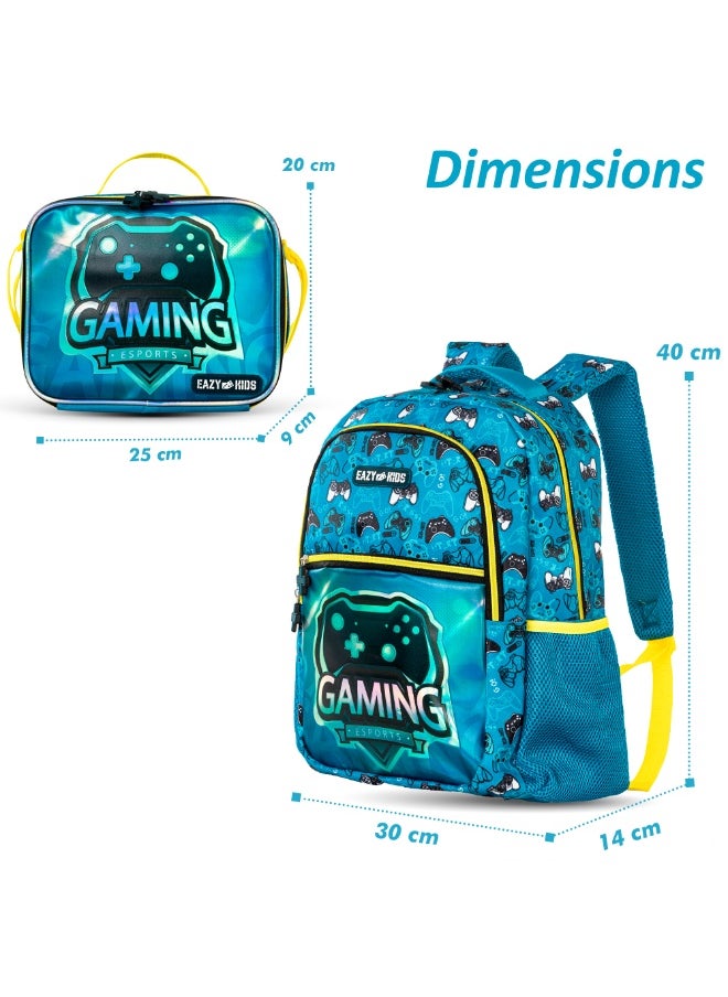 Eazy Kids 16" Set of 3 Backpack w/ Lunch Bag and Pencil Case - Gaming