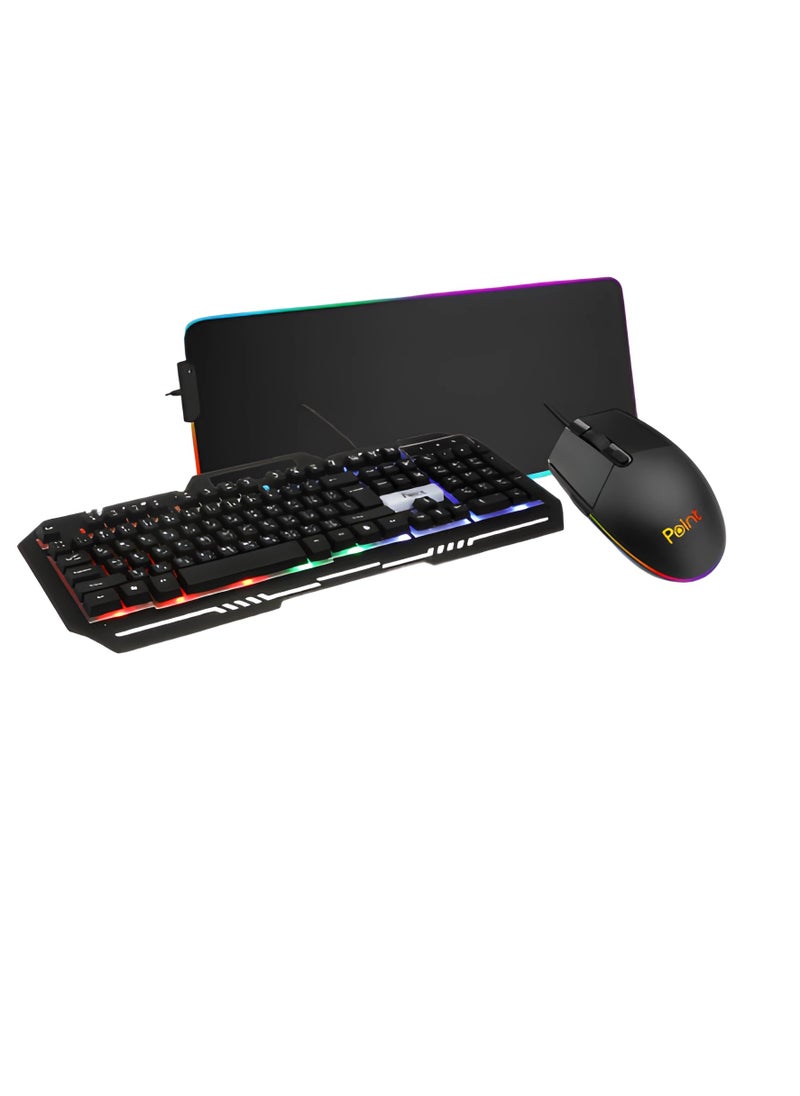 ماوس ولوحة مفاتيح للألعاب من بوينت كومبو RGB مع لوحة ماوس باللون الأسود