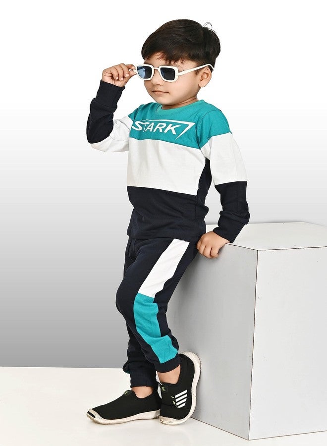 Chandrika Full Sleeve Print Tshirt Sweatshirt Joggers Pyjama Pant Clothing Set for Boy Girl (2-3 Years, SEA GREEN) - Image 3