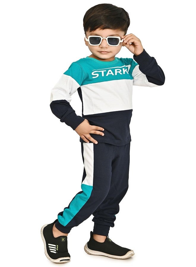 Chandrika Full Sleeve Print Tshirt Sweatshirt Joggers Pyjama Pant Clothing Set for Boy Girl (2-3 Years, SEA GREEN) - Image 2