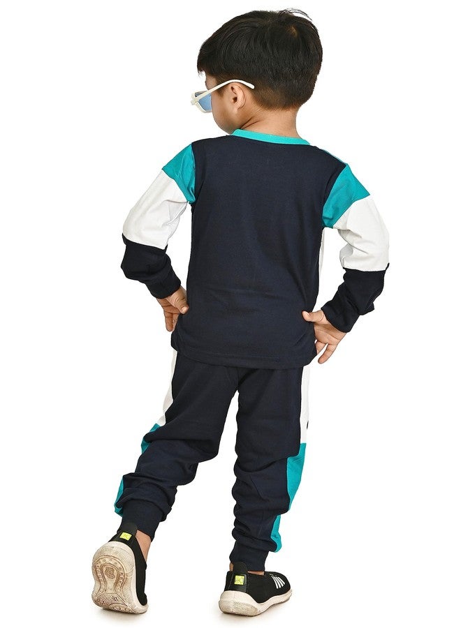 Chandrika Full Sleeve Print Tshirt Sweatshirt Joggers Pyjama Pant Clothing Set for Boy Girl (2-3 Years, SEA GREEN) - Image 4