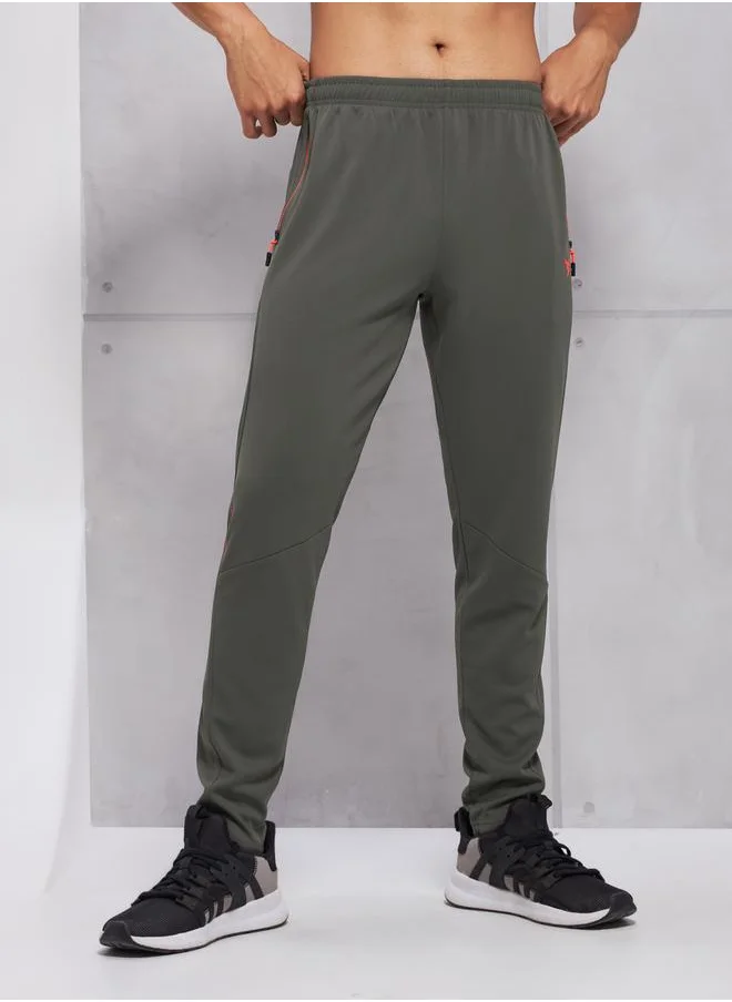 تكنوسبورت Technosport Mid Rise Solid Slim Fit Trackpants