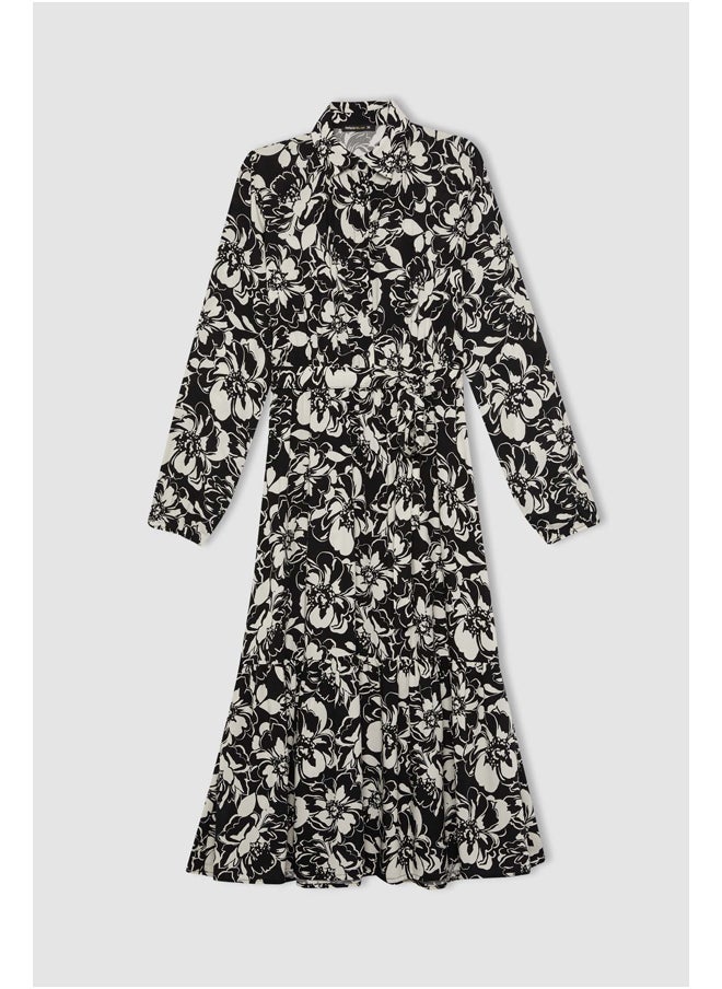 DeFacto - Woman Shirt Neck Long Sleeve Woven Dress - Image 1