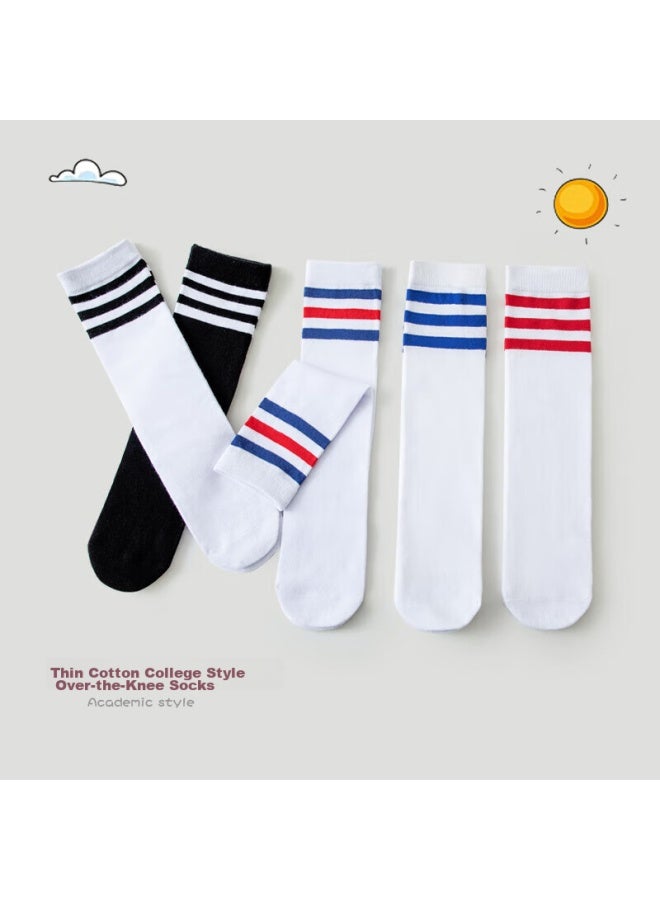 Cotton Thirteen Mianshisan جوارب أطفال، جوارب طويلة للخريف والشتاء، جوارب بنات ، جوارب طويلة للأطفال الأكبر سنًا، 5 أزواج - Image 5