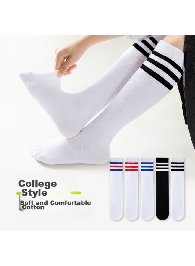 Cotton Thirteen Mianshisan جوارب أطفال، جوارب طويلة للخريف والشتاء، جوارب بنات ، جوارب طويلة للأطفال الأكبر سنًا، 5 أزواج - Image 2