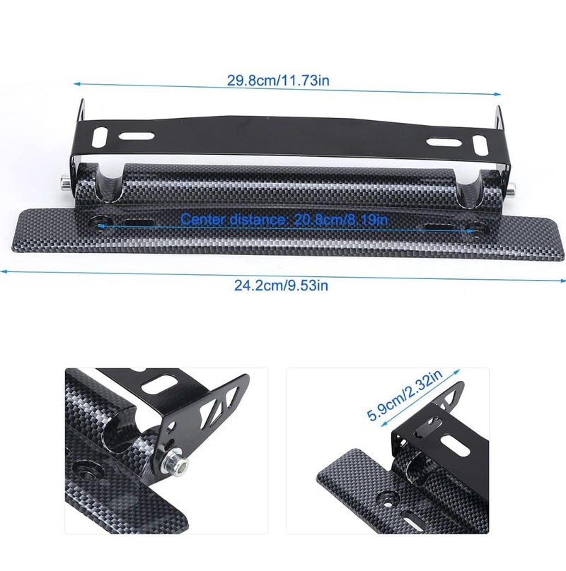 AUTO MT حامل إطار لوحة ترخيص من ألياف الكربون بتصميم رياضي قابل للتعديل بزاوية - قطعة واحدة - Image 3