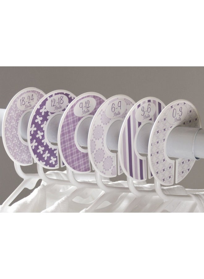 Closet Doodles - 6 Baby Girl Nursery C134 Clothing Size Closet Dividers Purple Theme - Image 1