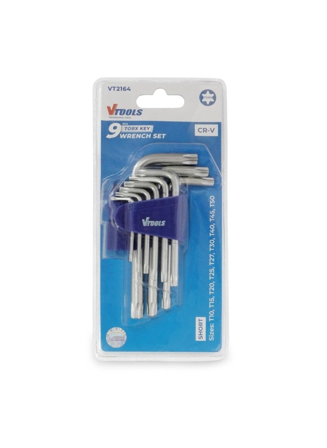 VTOOLS 9 Piece Chrome Vanadium Torx Key Wrench Set Packaging may vary  - Image 1