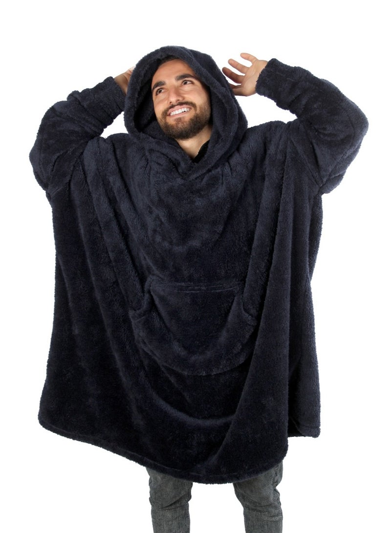 سنوز دفاية قابله للارتداء سنوز أوفر سايز مع غطاء للرأس، دارك بلو - Image 3